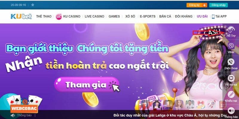 Chương trình khuyến mãi casino Kubet áp dụng theo tuần